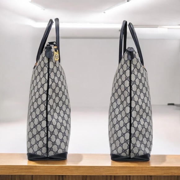 VTG. GUCCI XL BLUE MONOGRAM TOTE - Picture 3 of 5